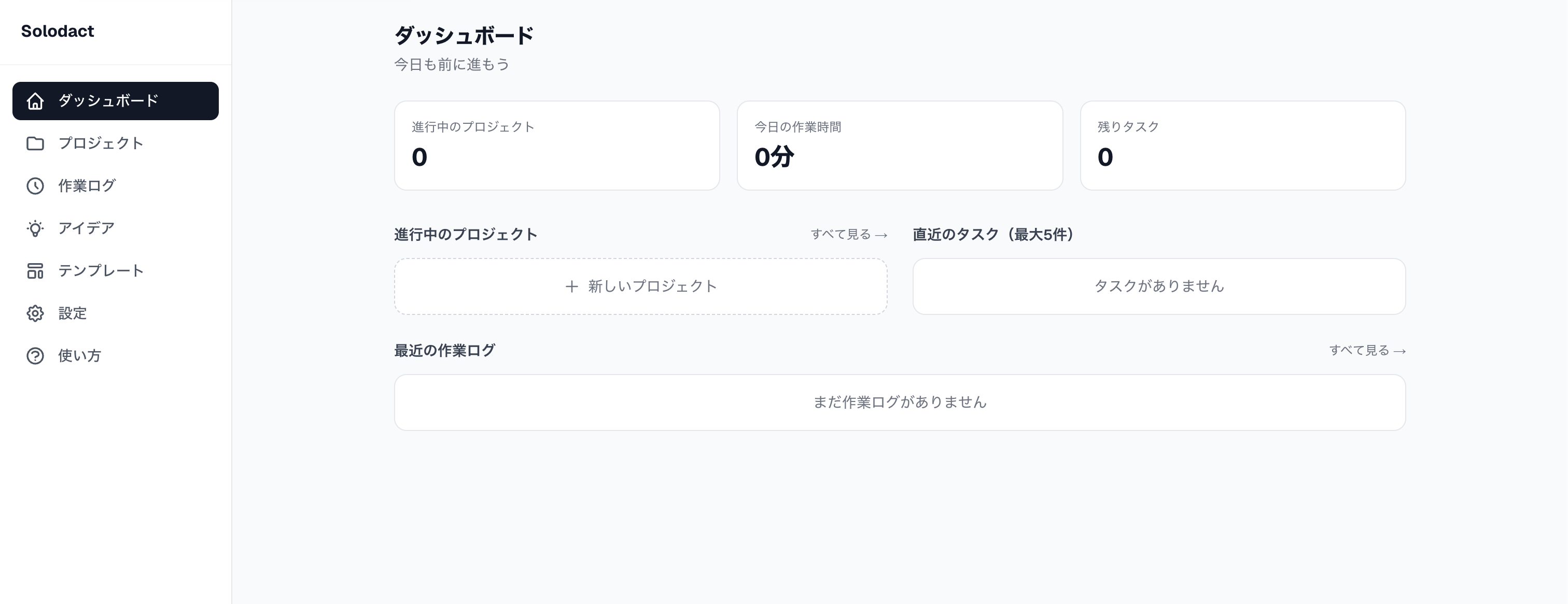 ダッシュボード画面